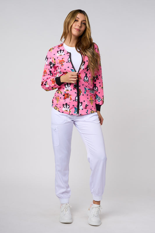 PINK ANIMAL HAT PRINTED JACKETS