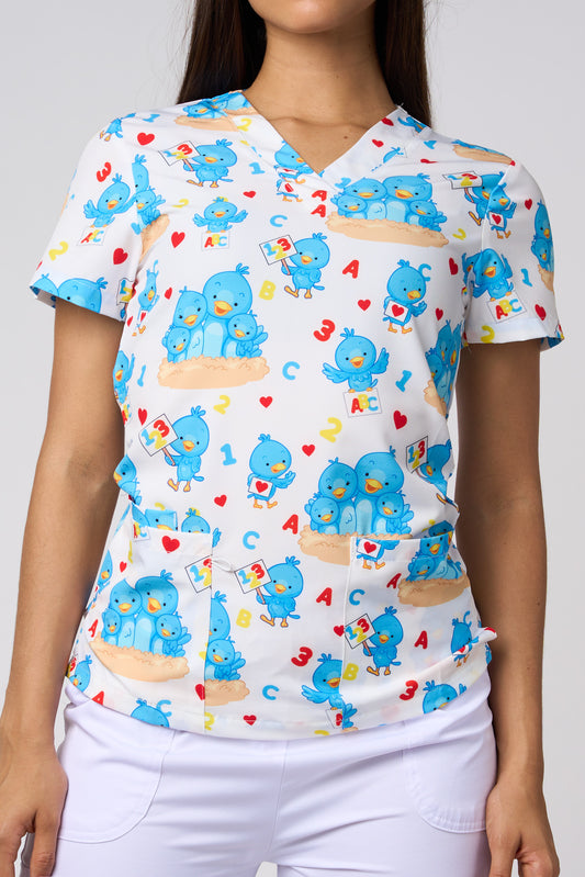 BLUE BIRD WHITE PRINTED SHIRTS