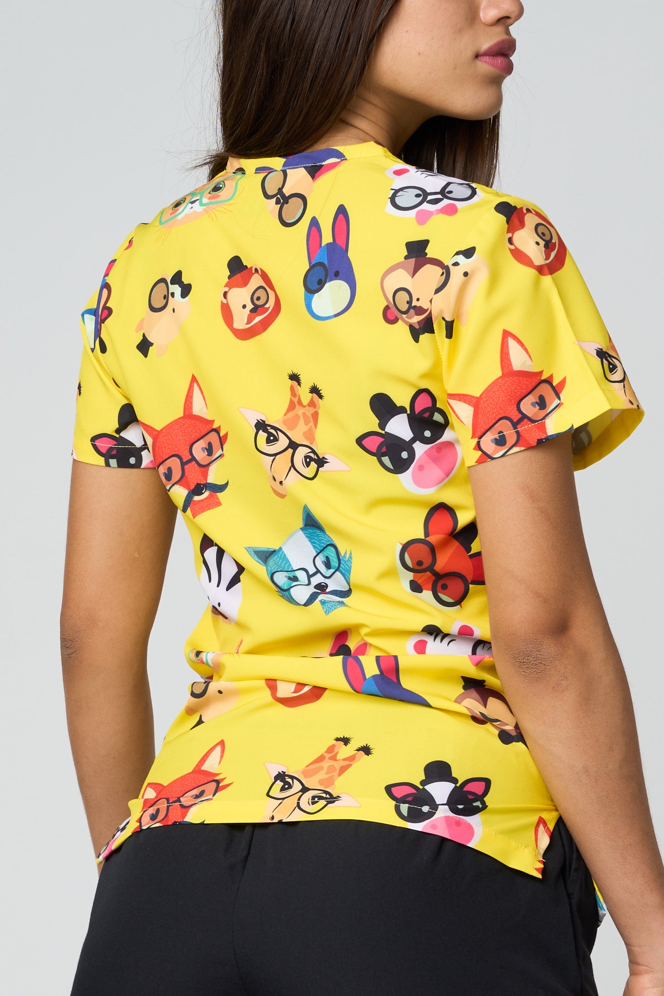 YELLOW ANIMAL GLASSES PRINTED SHIRTS