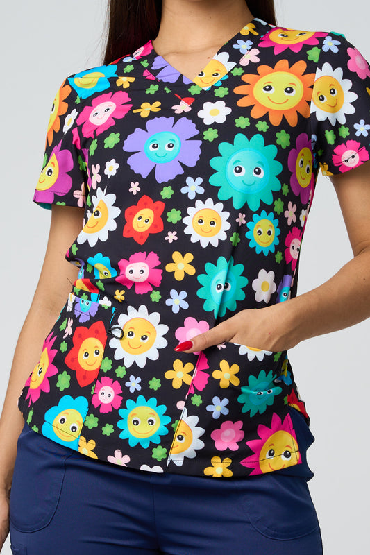 FUN FLOWERS BLACK PRINTED SHIRTS