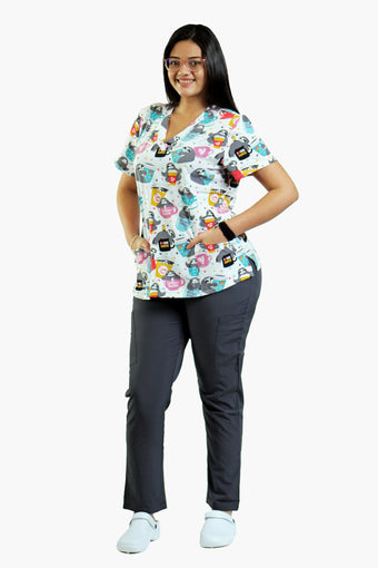 Camisa estampada Blanca de Oso Perezoso en taza de cafe Printed