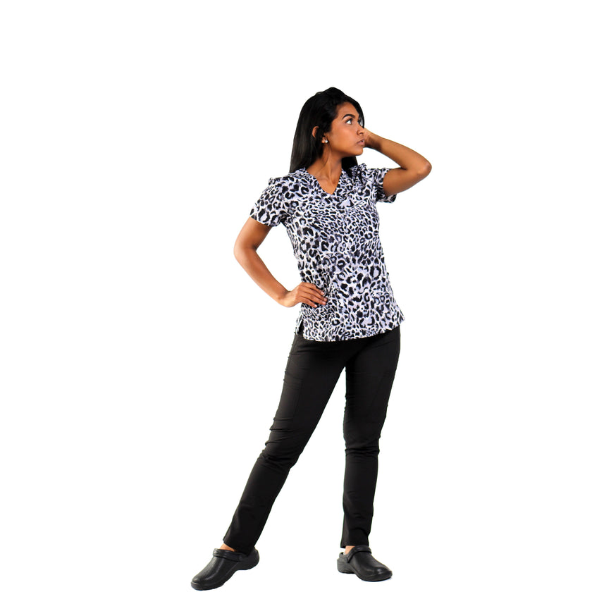 Camisa estampada Negra y gris de Leopardo Printed