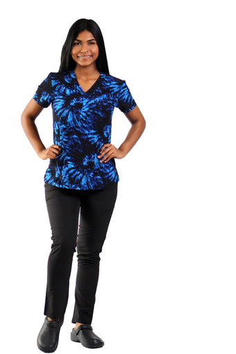 Camisa estampada con tonos Azules y Negro
