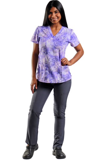 Camisa estampada con tonos Morados y Flores Printed