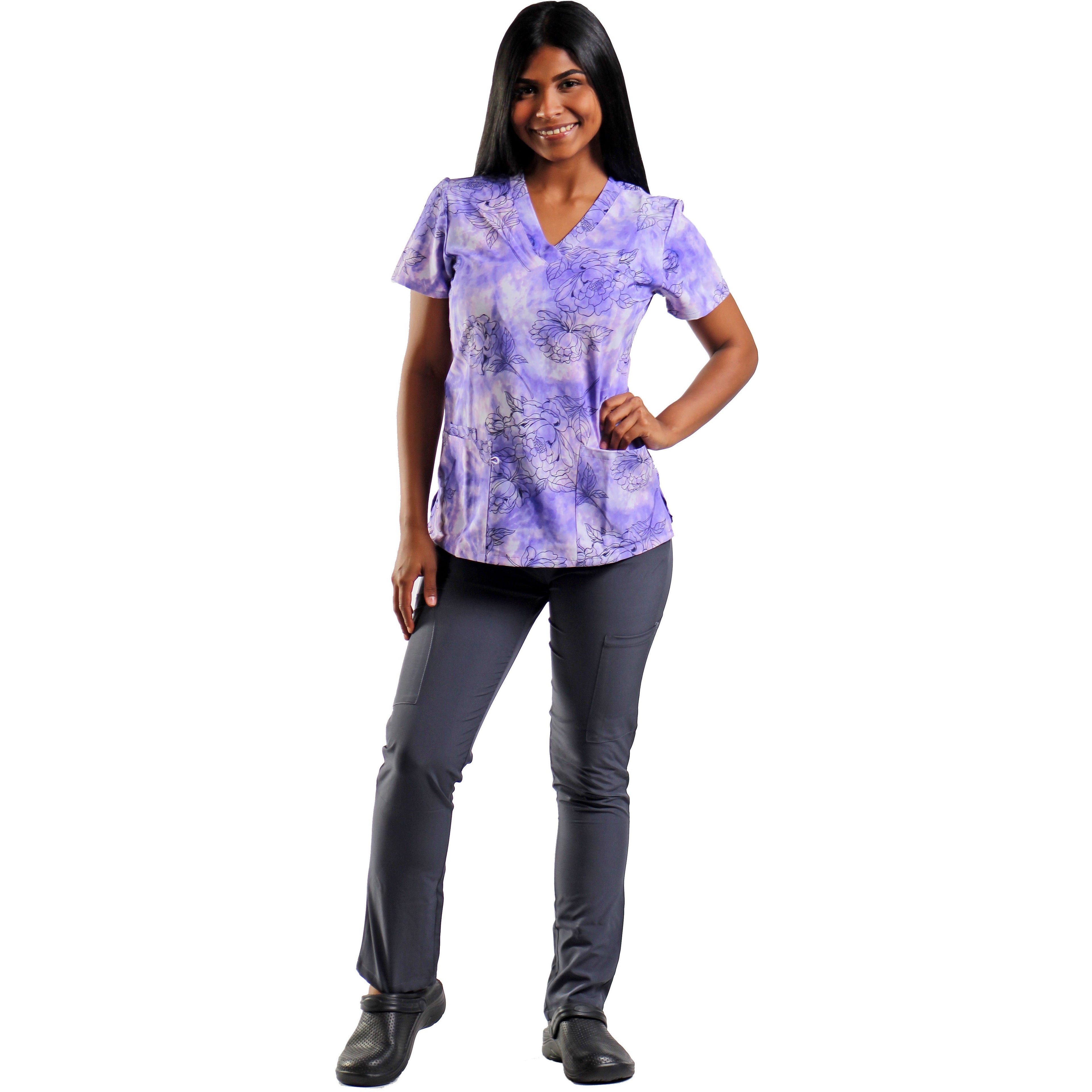 Camisa estampada con tonos Morados y Flores Printed