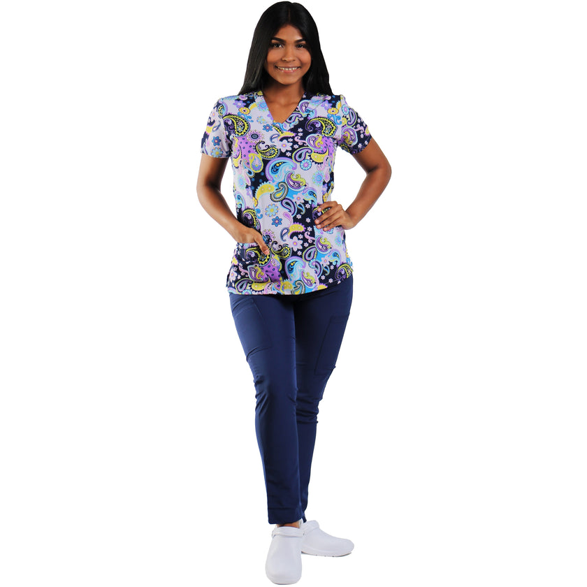 Camisa estampada Lila con dibujos varios Printed