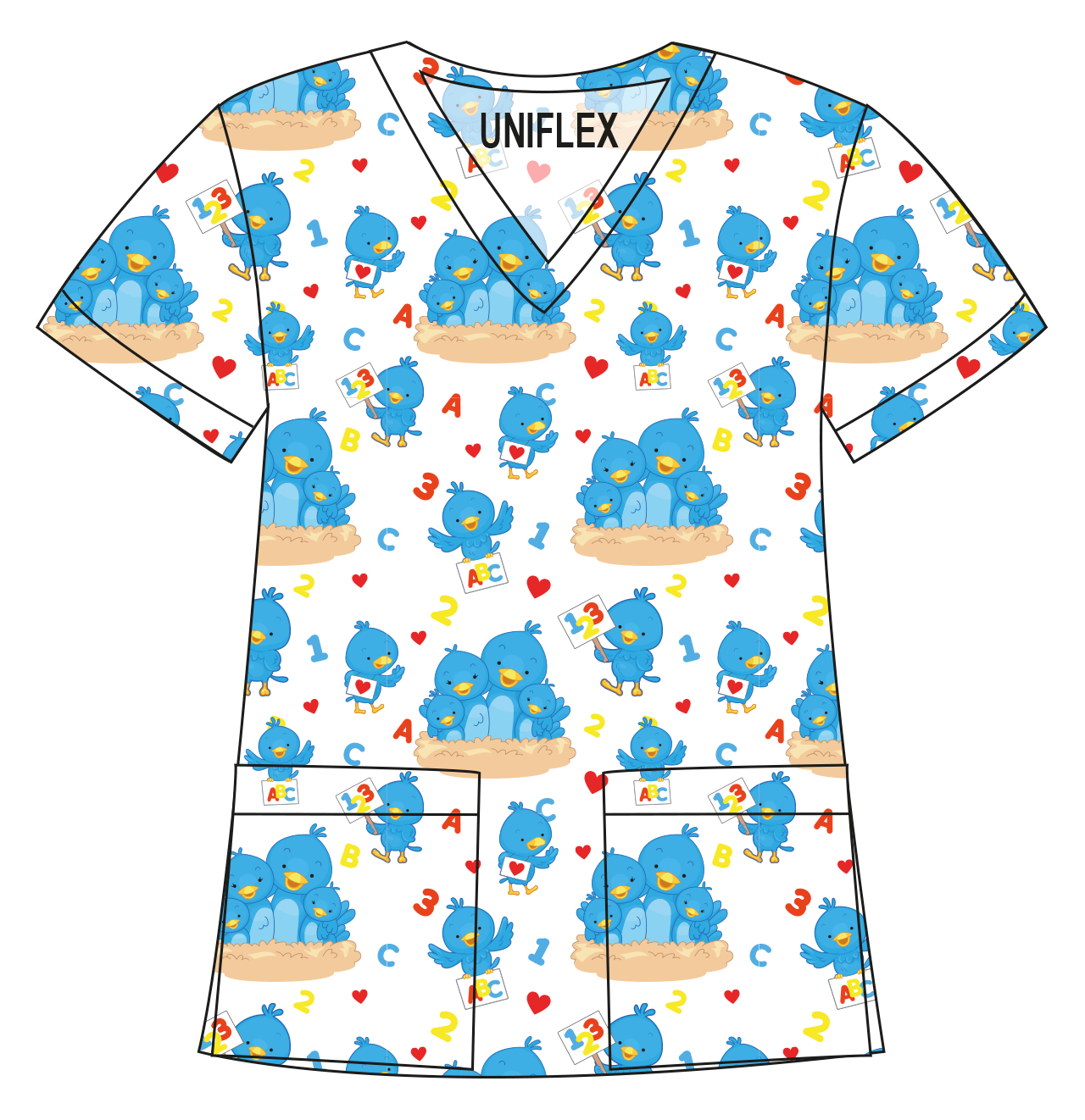 BLUE BIRD WHITE PRINTED SHIRTS