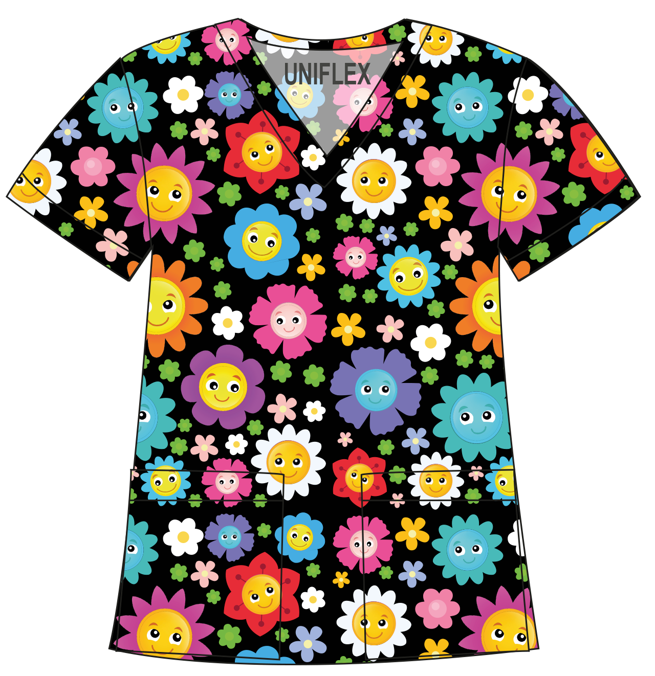 FUN FLOWERS BLACK PRINTED SHIRTS