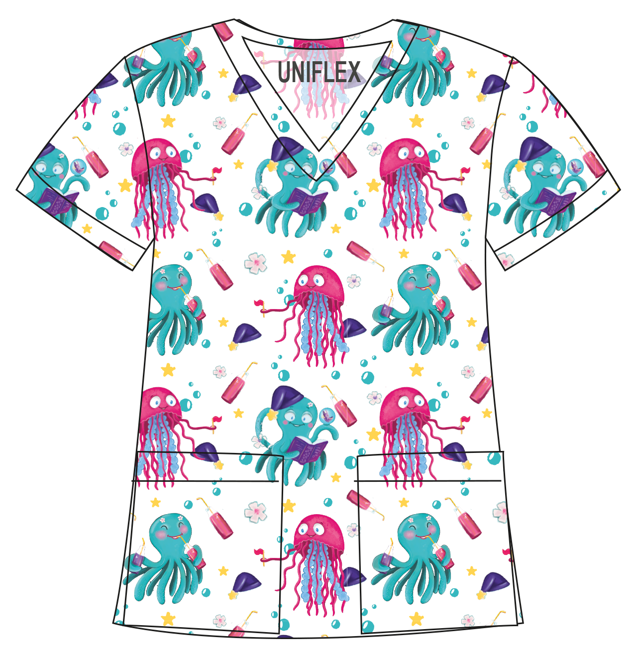 OCTOPUS JELLYFISH WHITE PRINTED SHIRTS