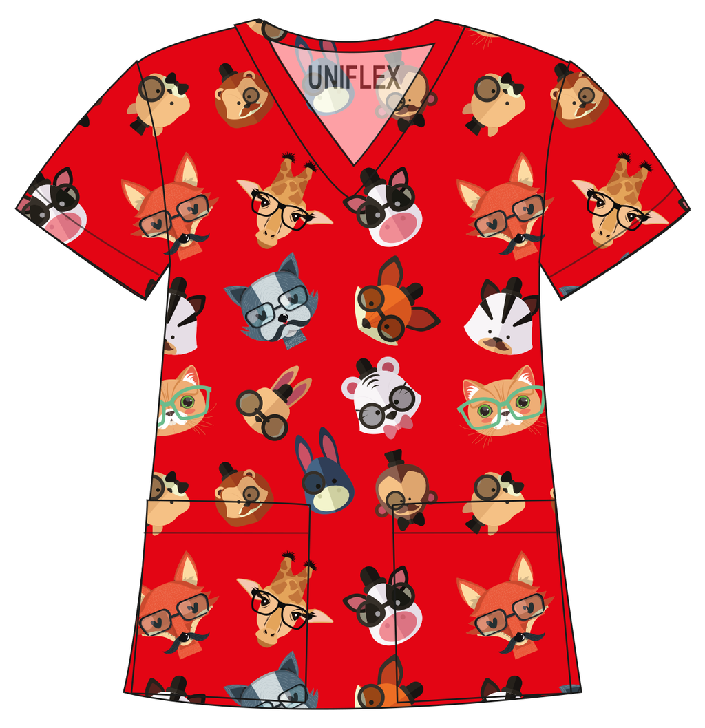 RED ANIMAL GLASSES-PRINTED SHIRTS
