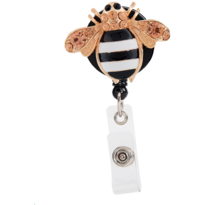 Bee Rhinestone Badge Reel