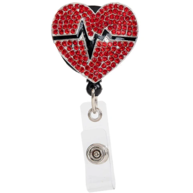 Cardiac Heart Rhinestone Badge Reel