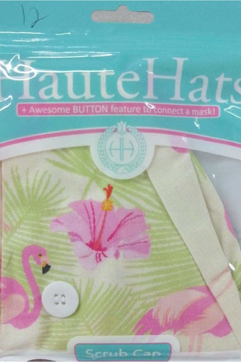 Scrub Cap Green Flamingo