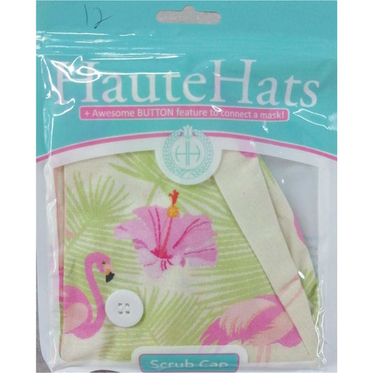 Scrub Cap Green Flamingo